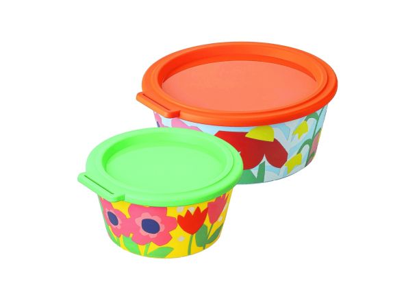 Koziol Nora Blooms Box 2er Set in Orange und Grün mit Blumenmuster